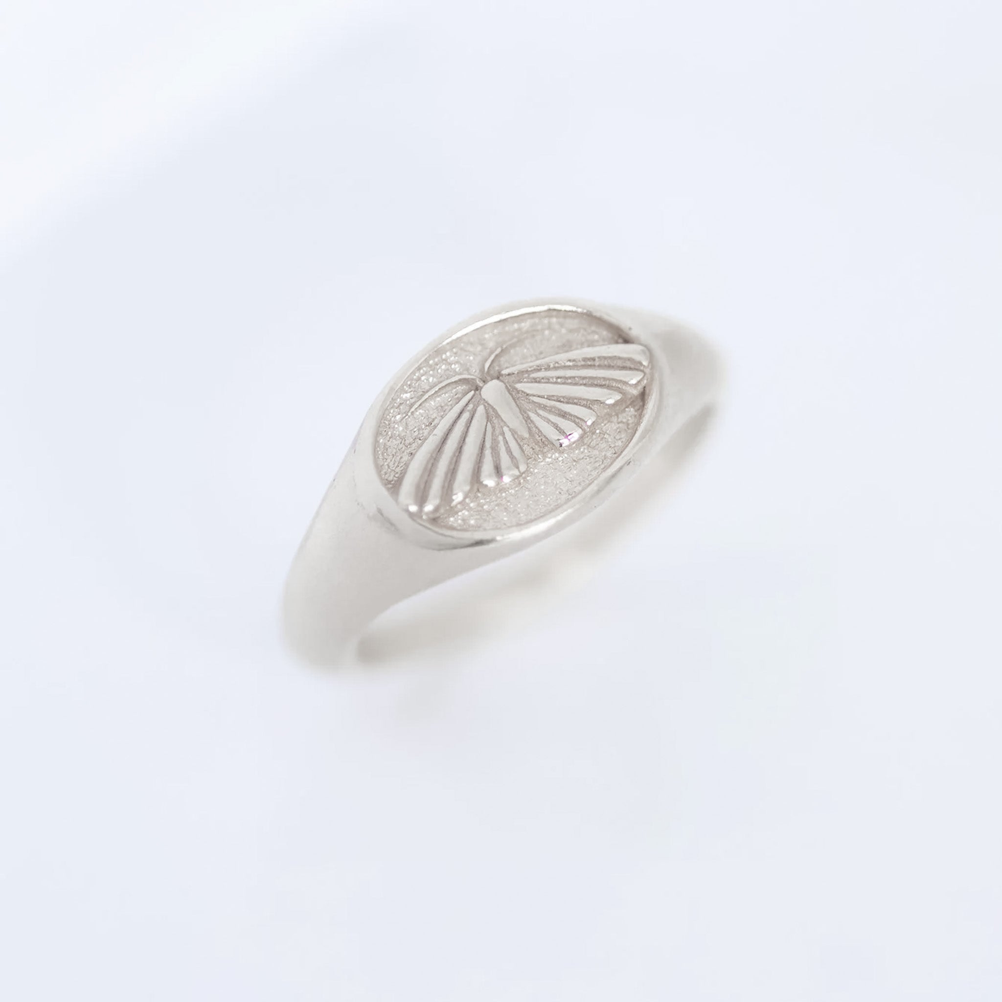 Moth signet ring silver
