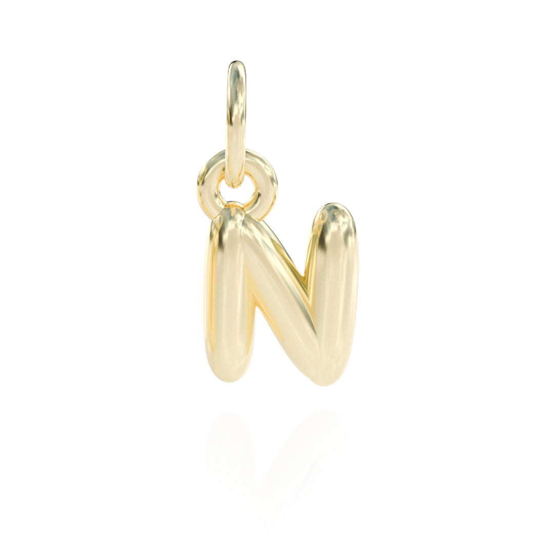 Letter N Charm 14k gold