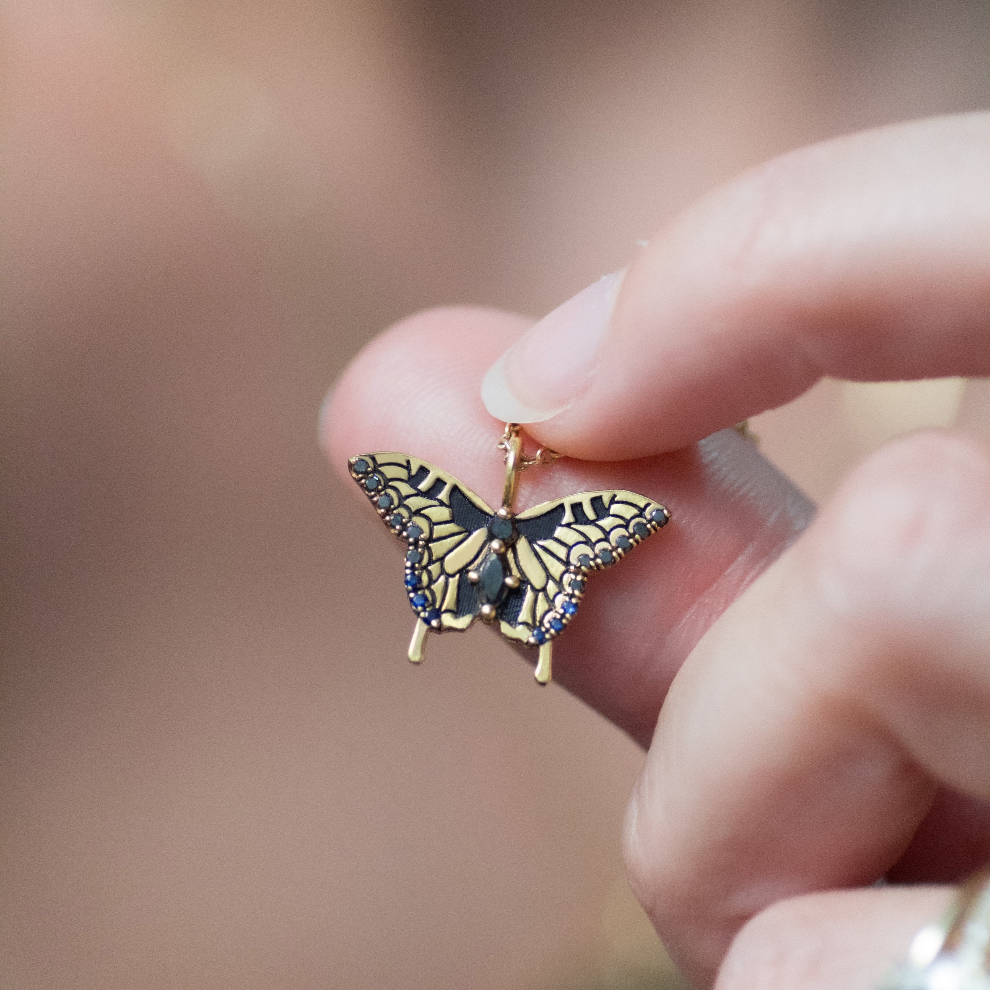 Swallowtail Butterfly Pendant 14k gold