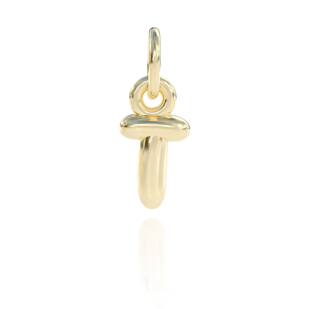 Letter T Charm 14k gold