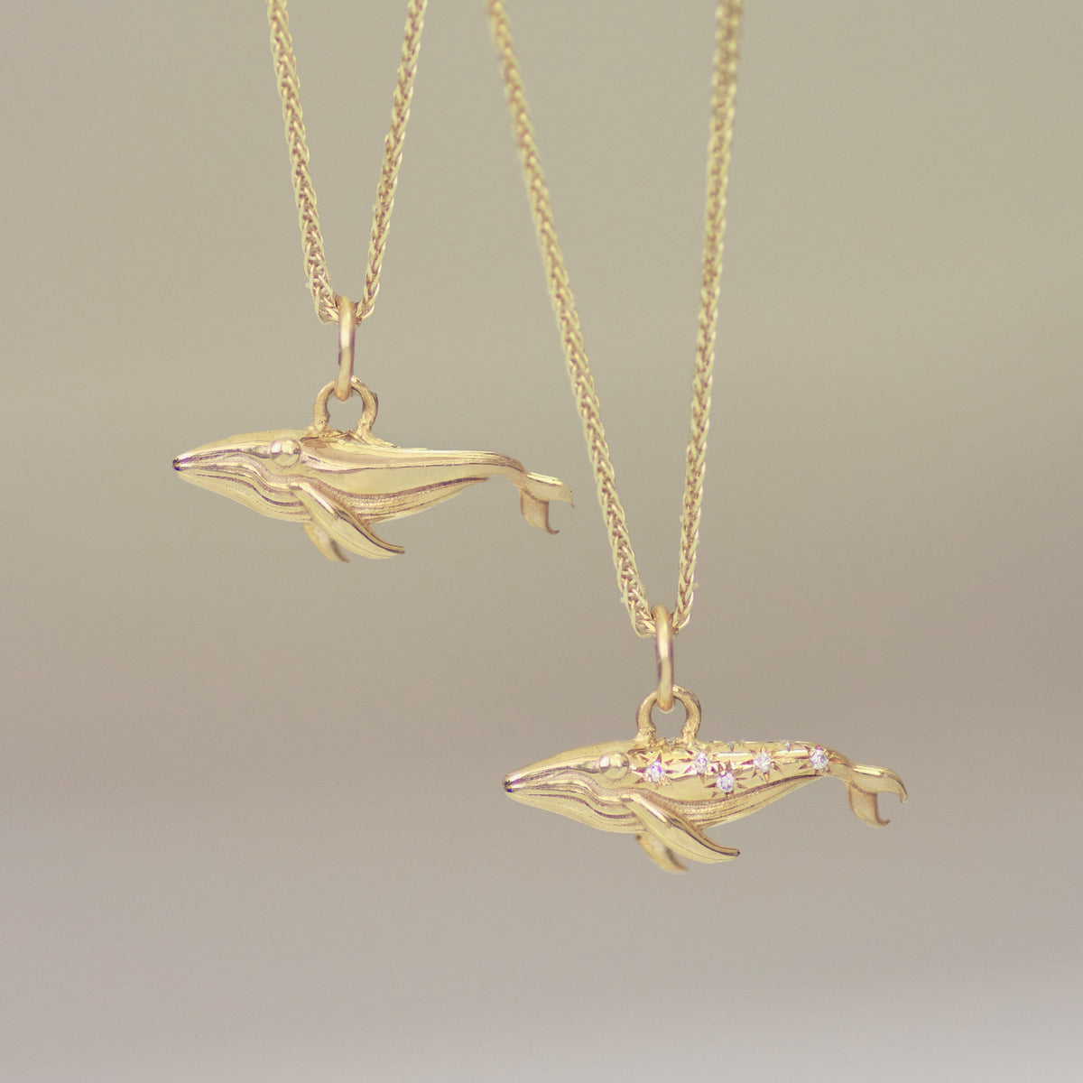 Golden Blue Whale Charm in 14K Gold