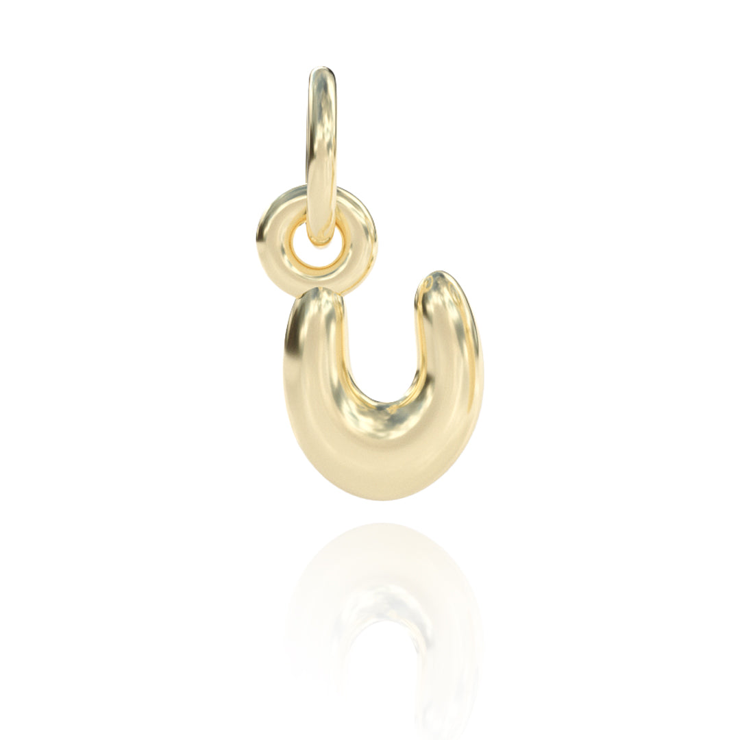 Letter U Charm 14k gold