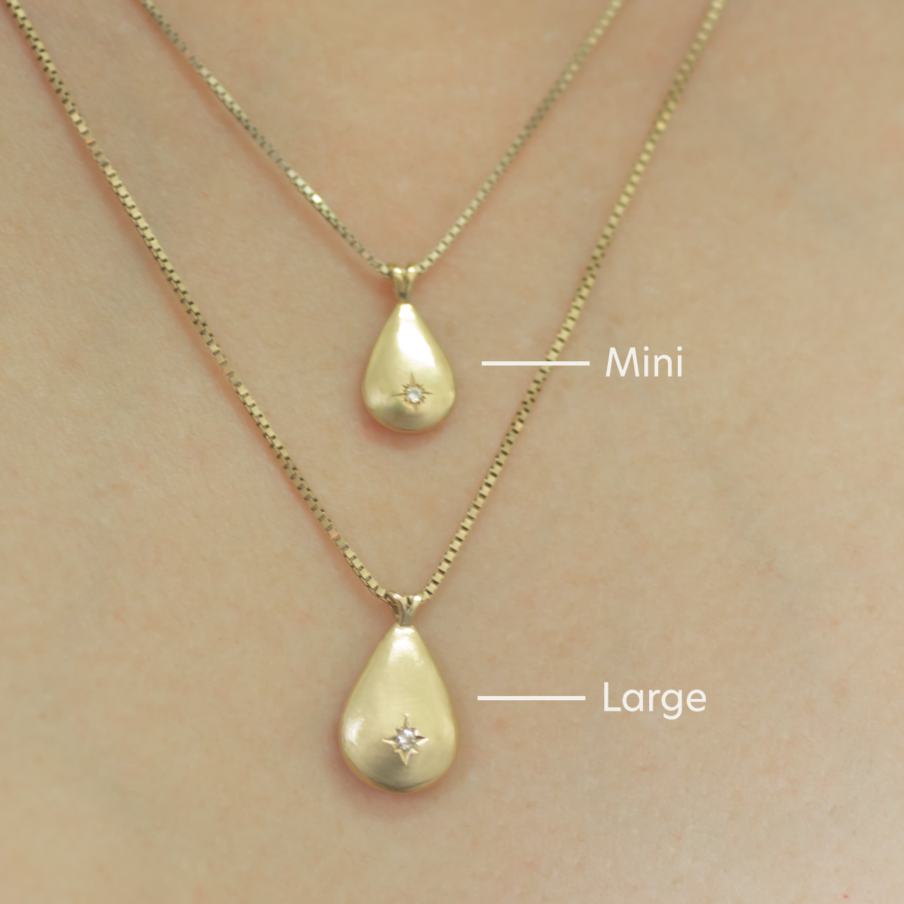 Teardrop necklace MINI 14k gold