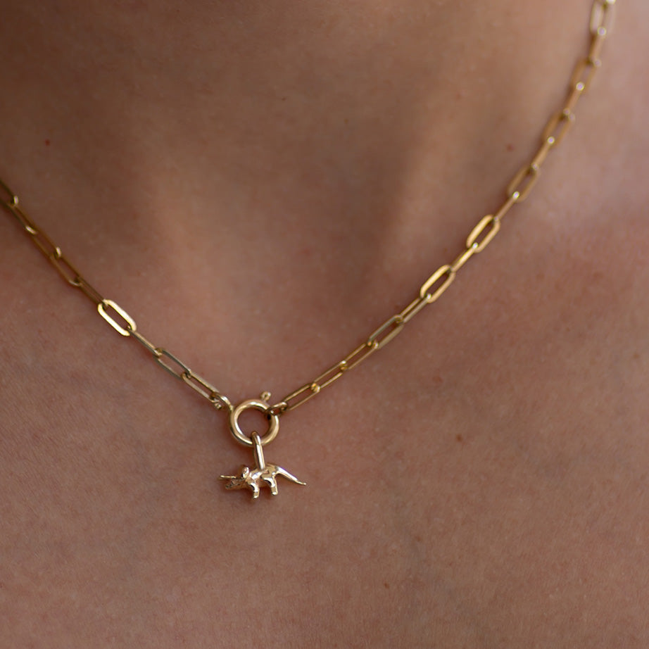 Triceratops charm 14k gold
