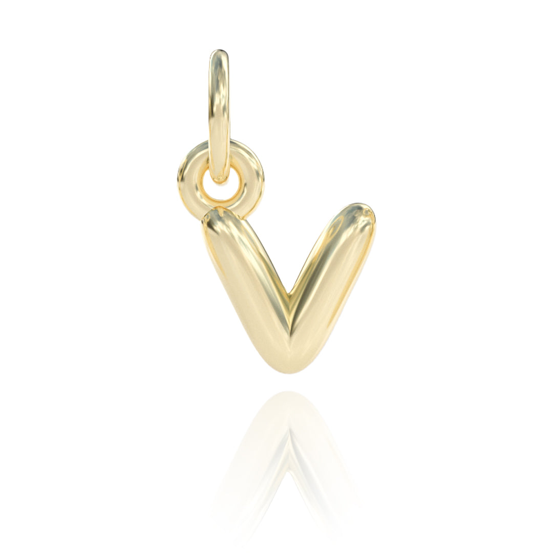 Letter V Charm 14k gold