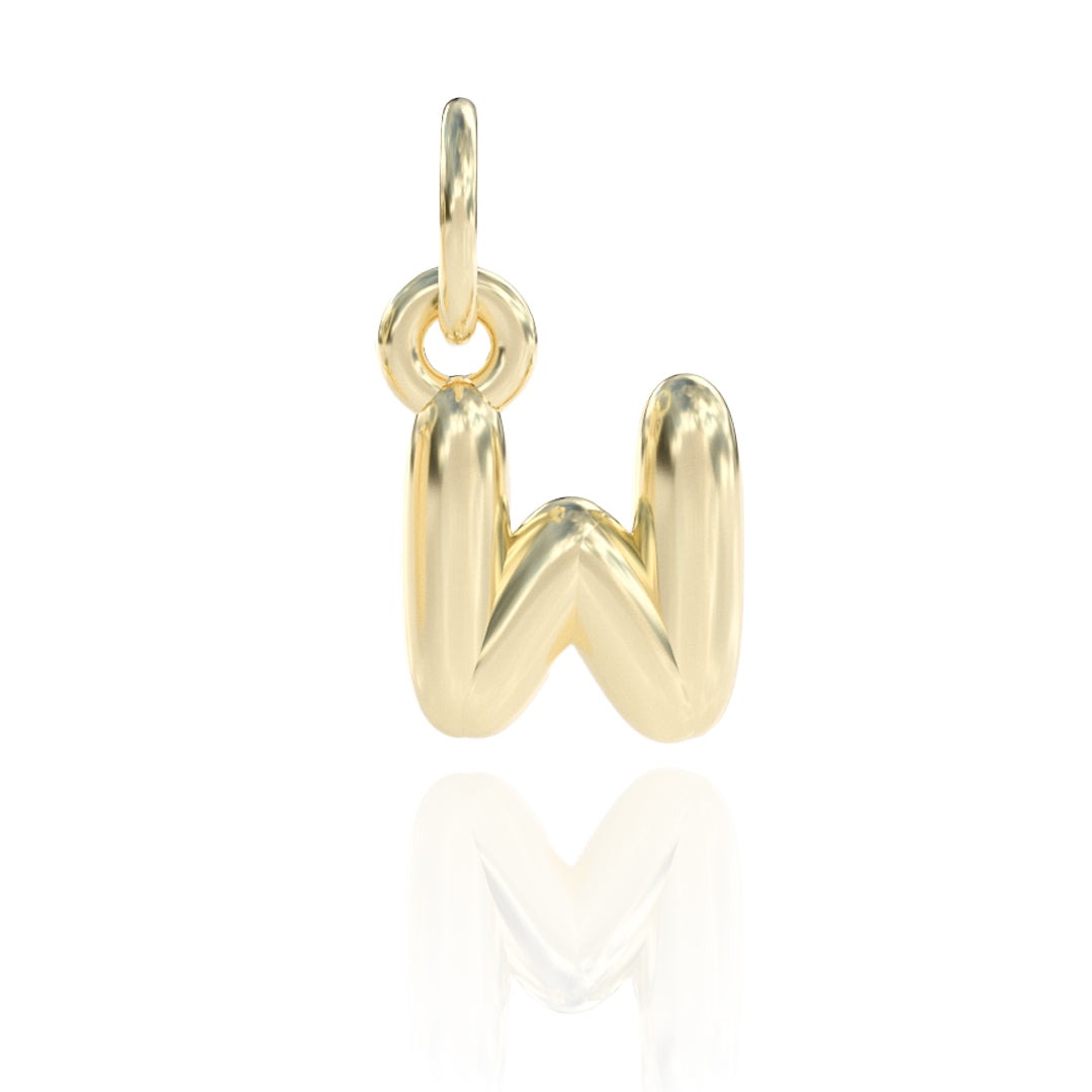 Letter W Charm 14k gold