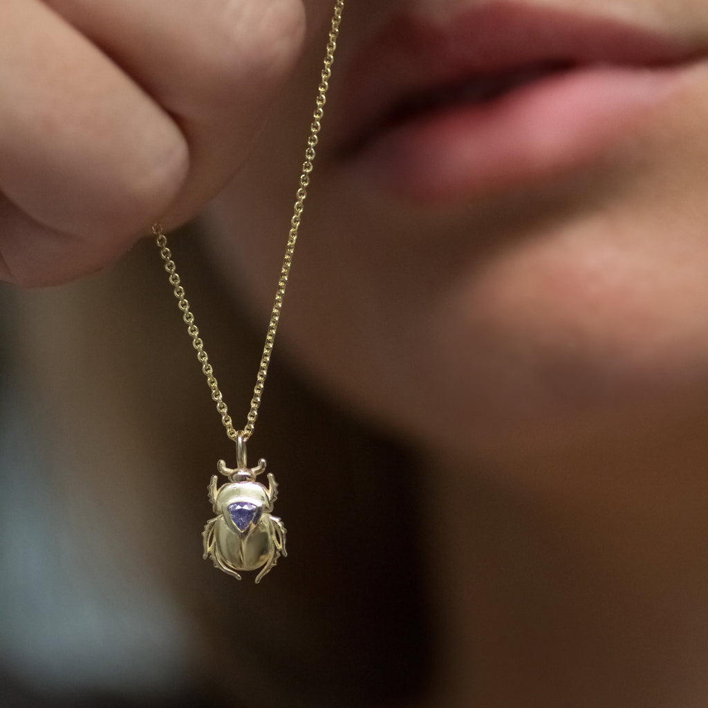Purple Scarab Beetle 14k gold