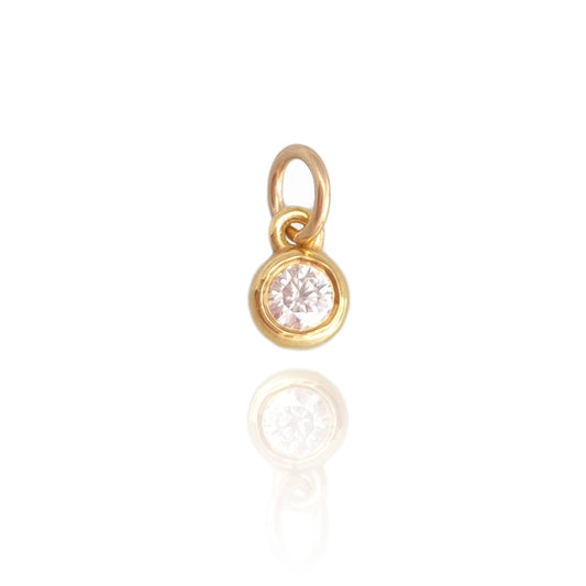 Birthstone Charm Round 14k gold