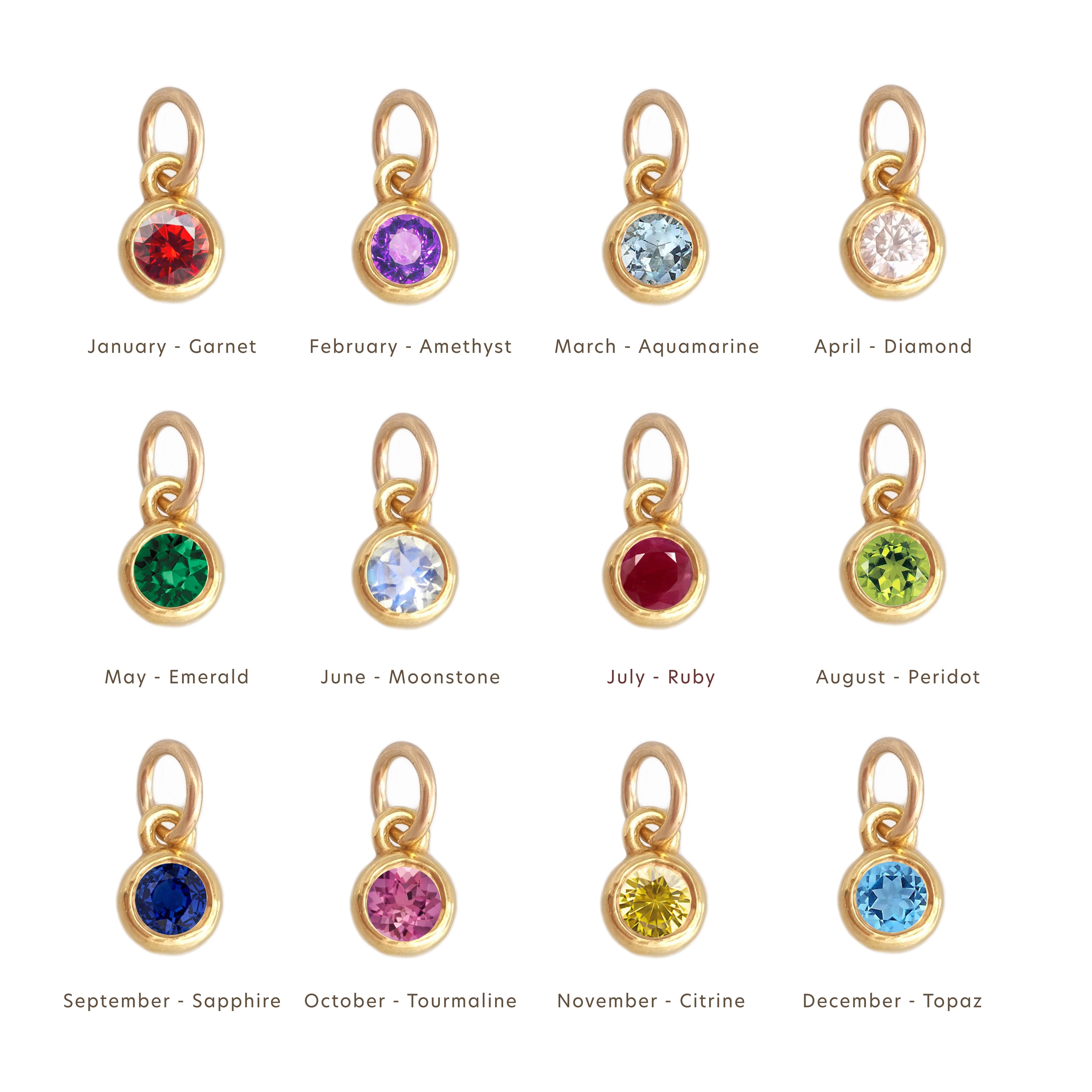 Birthstone Charm Round 14k gold