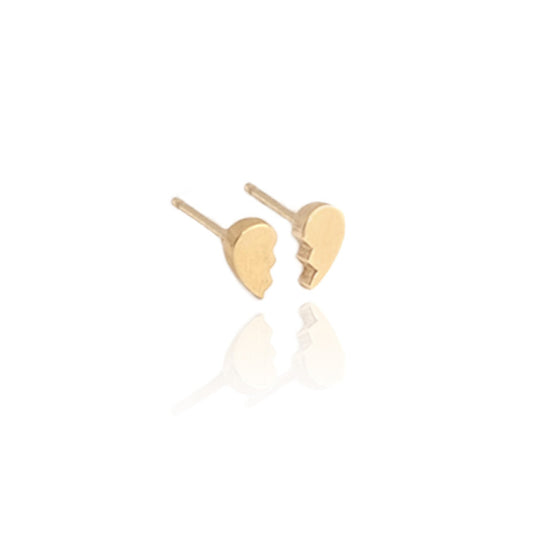 Heart Break Earring Studs 14k gold