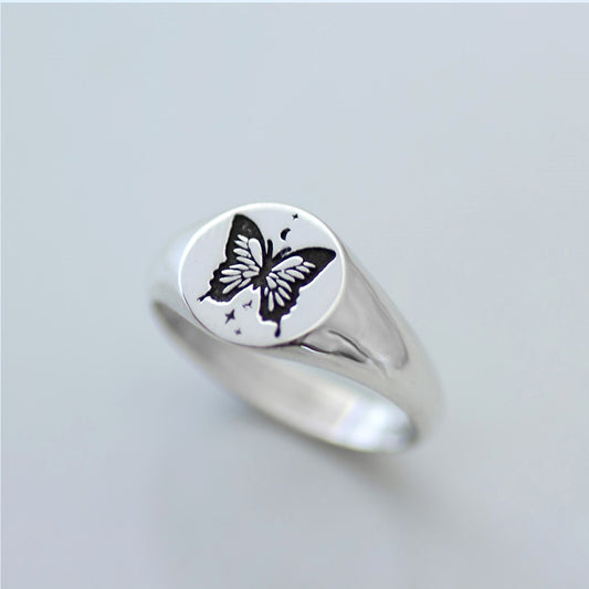 Butterfly Signet Ring silver