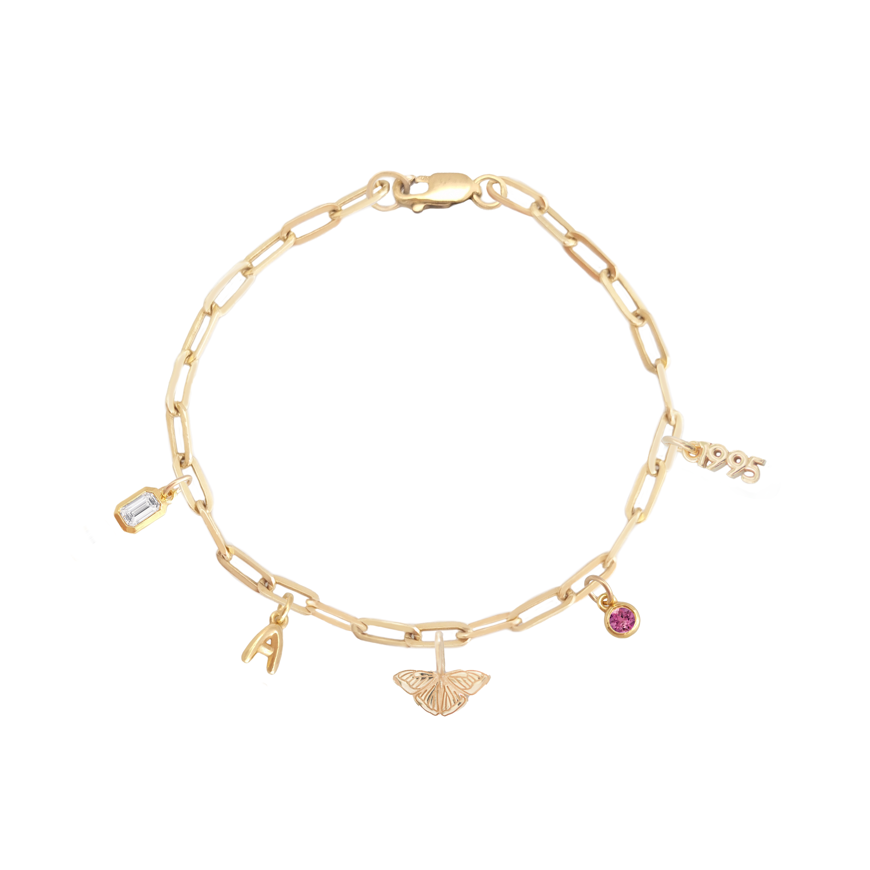 Birthstone Charm Round 14k gold