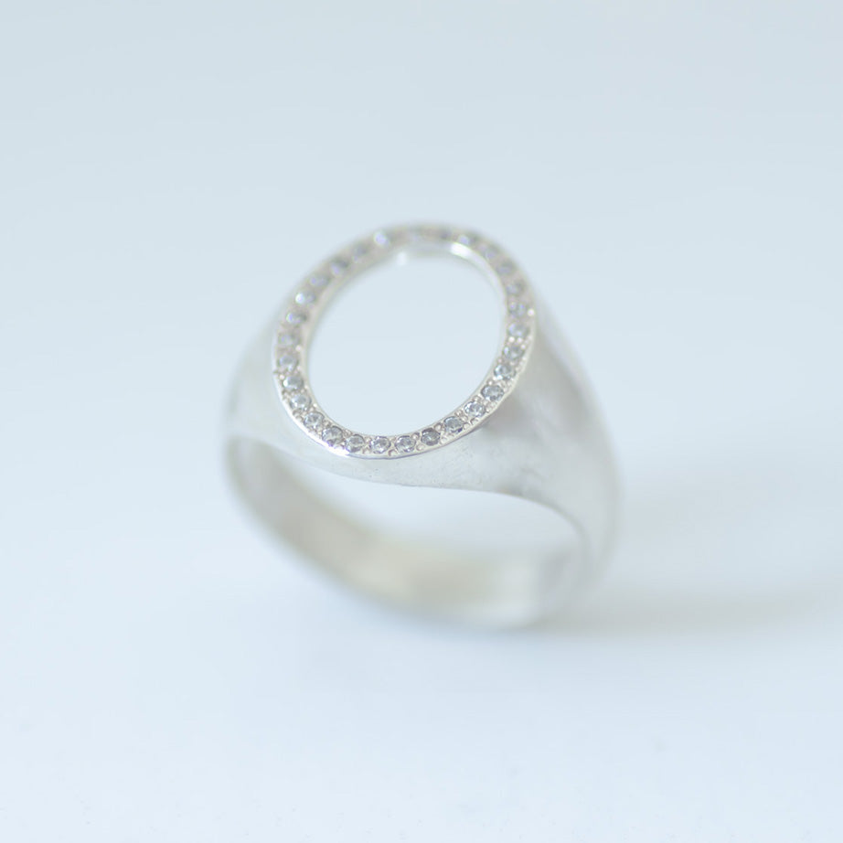 Oval Zircon Signet Ring silver Final Sale