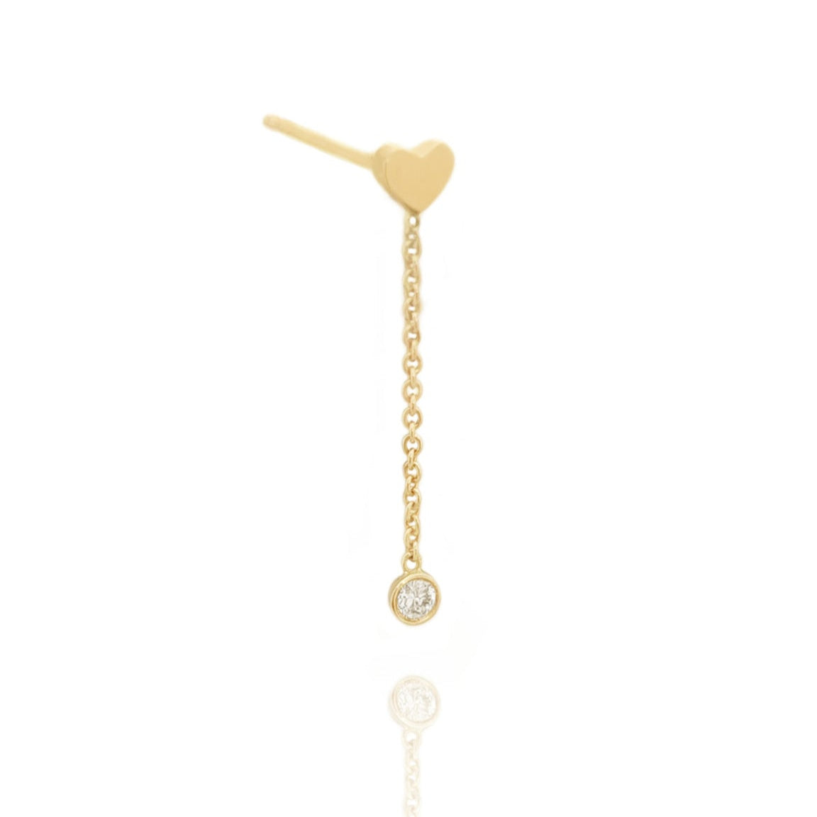 Diamond Heart Drop earring 14k gold