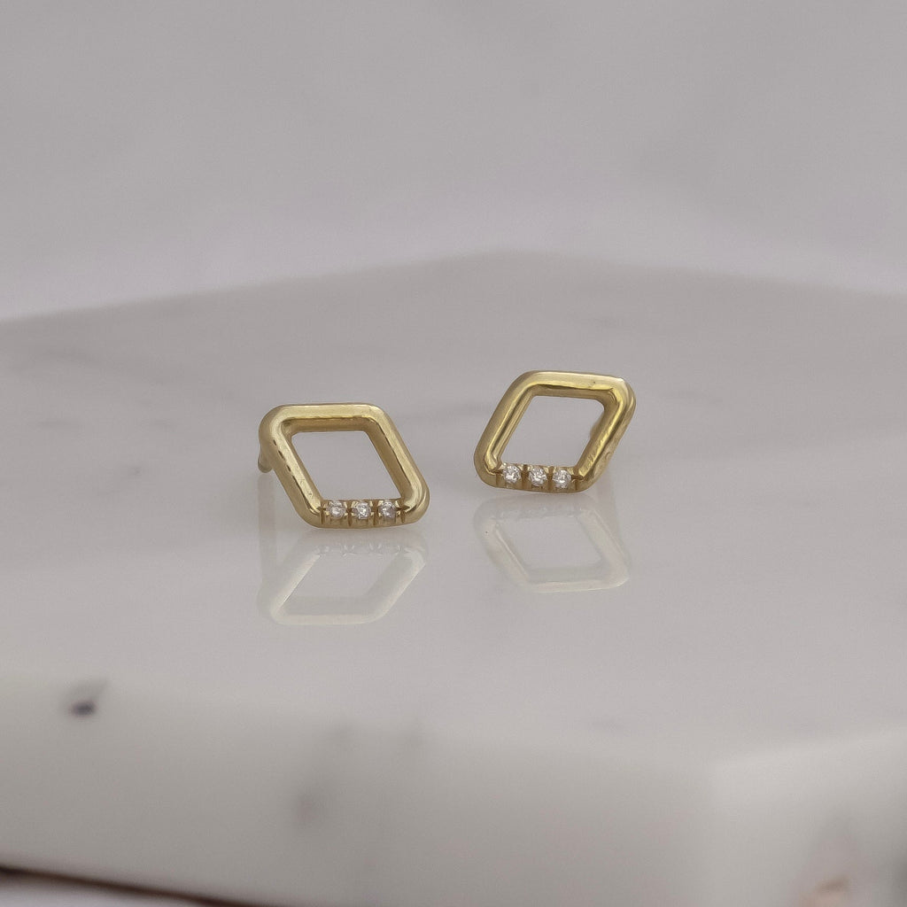 Marquise studs 14k gold