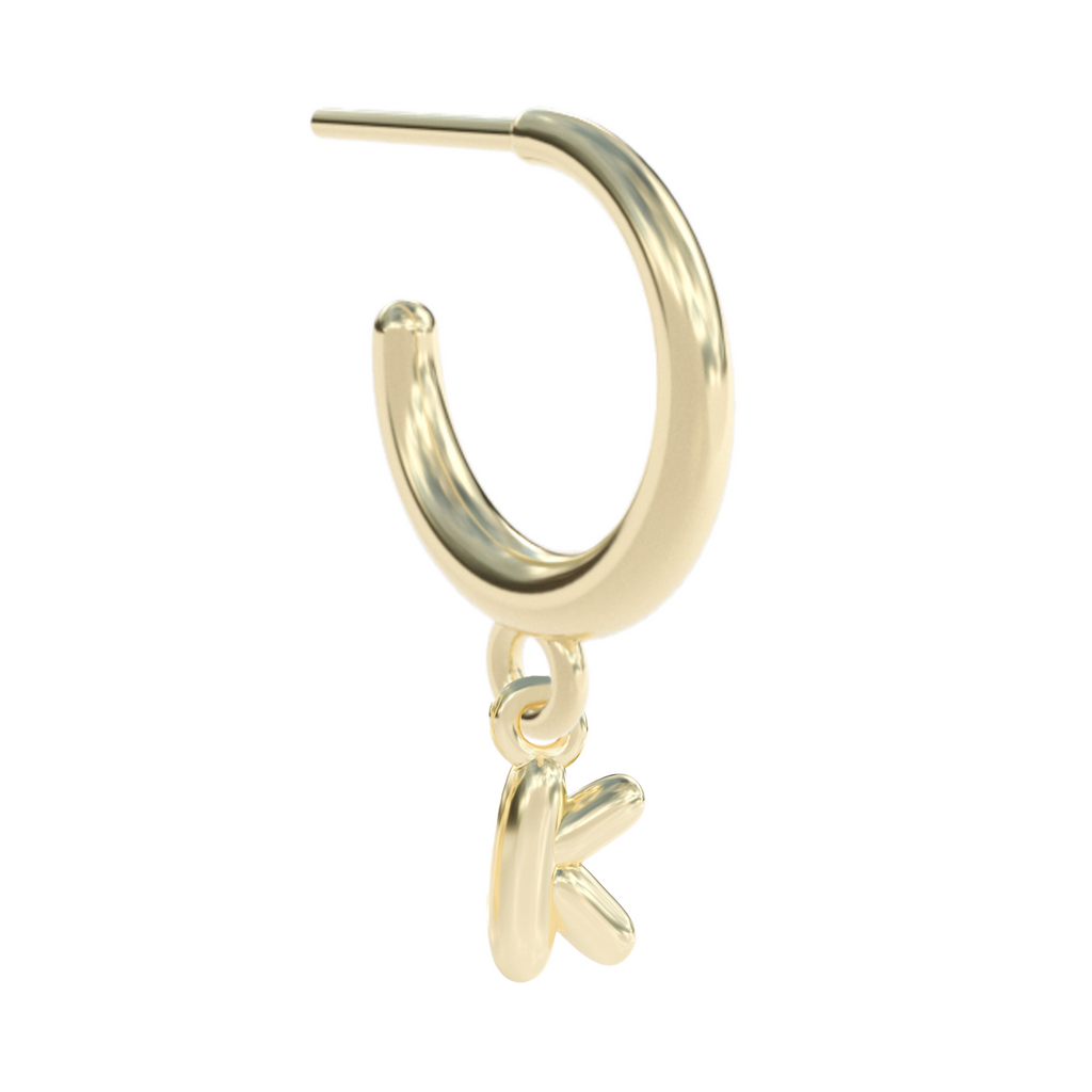 Letter Hoop Earring 14k gold