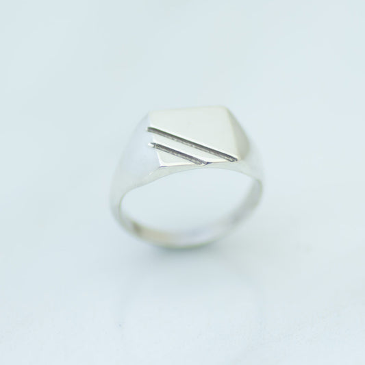 Striped Signet Ring silver