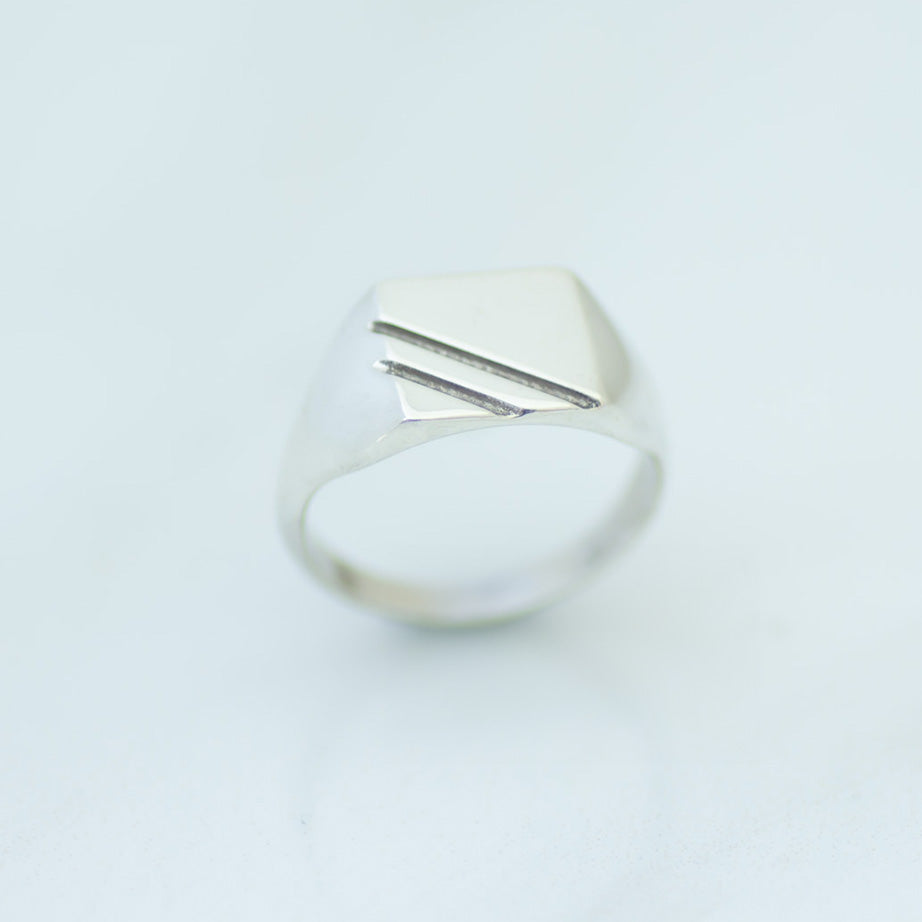 Striped Signet Ring silver Final Sale