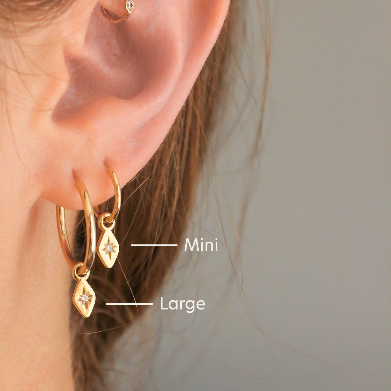 Marquise mini hoop 14k gold