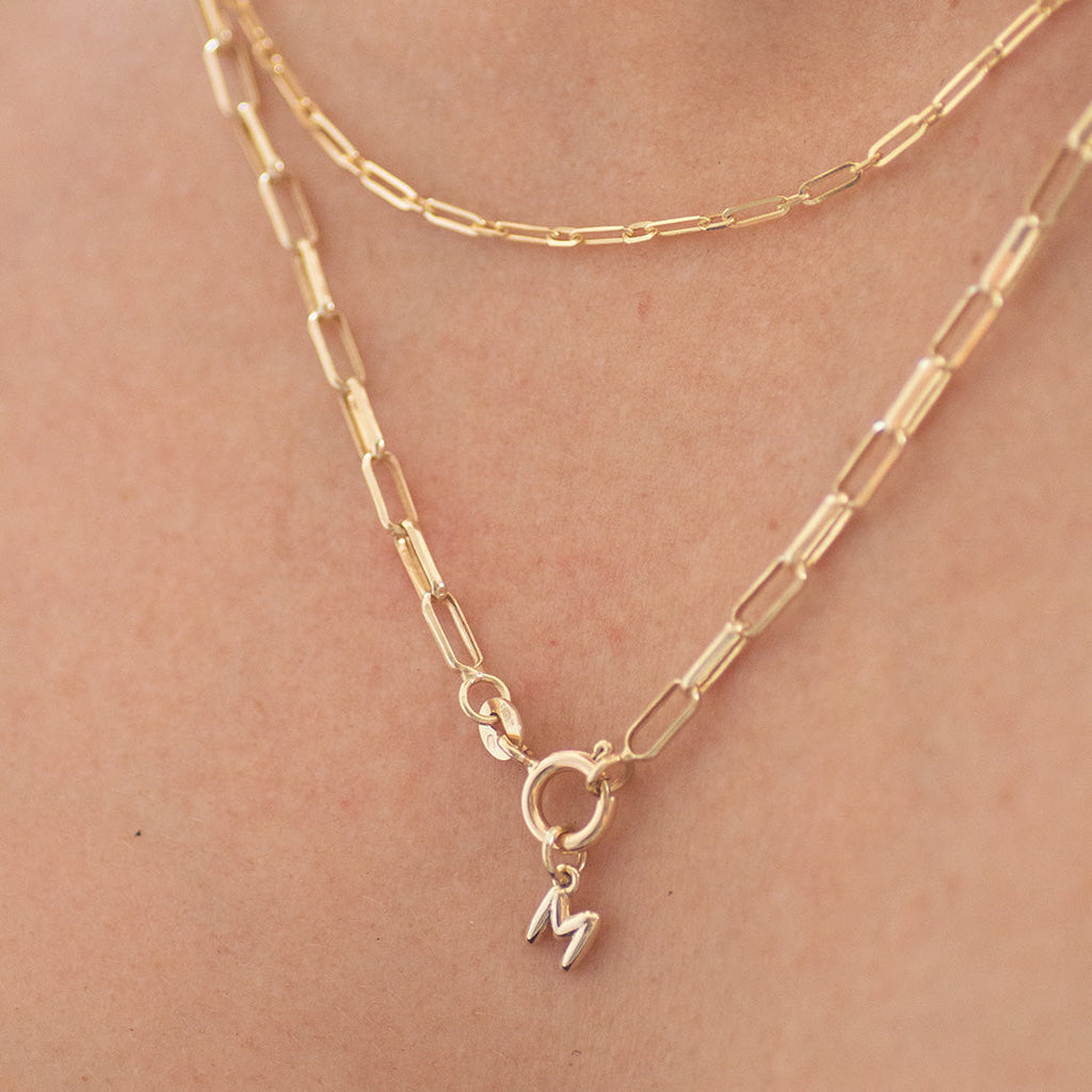 Letter M Charm 14k gold