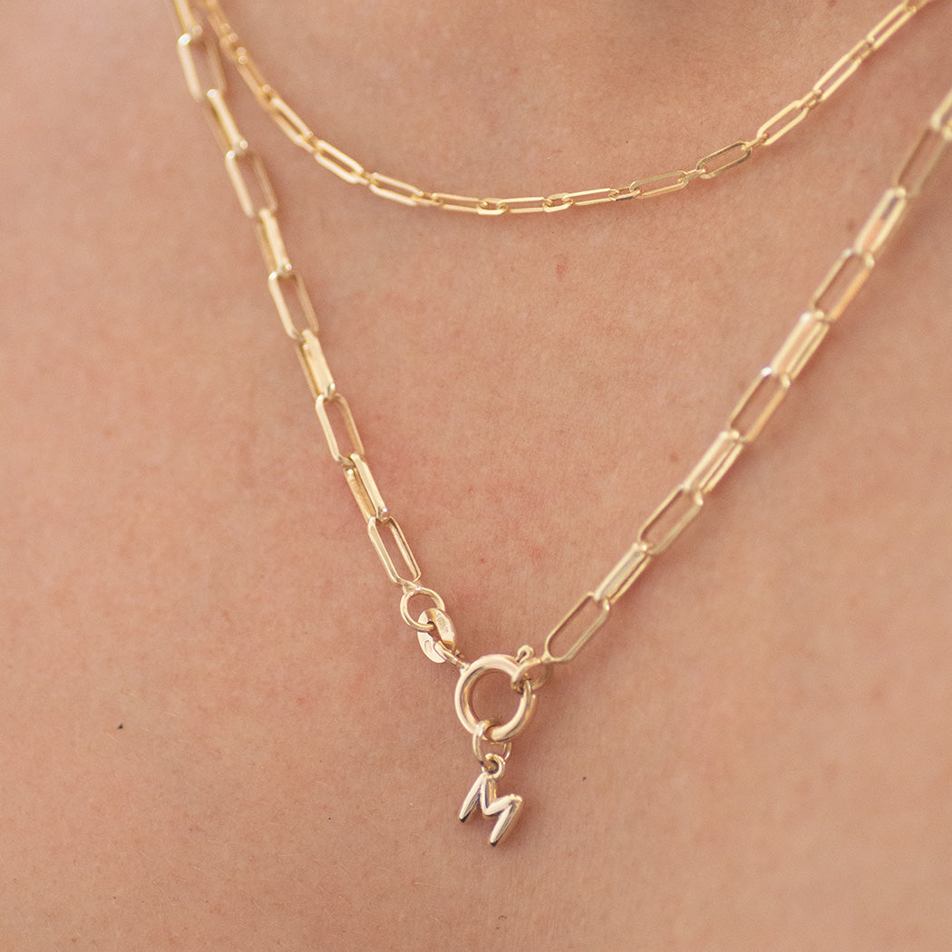 Letter M Charm 14k gold