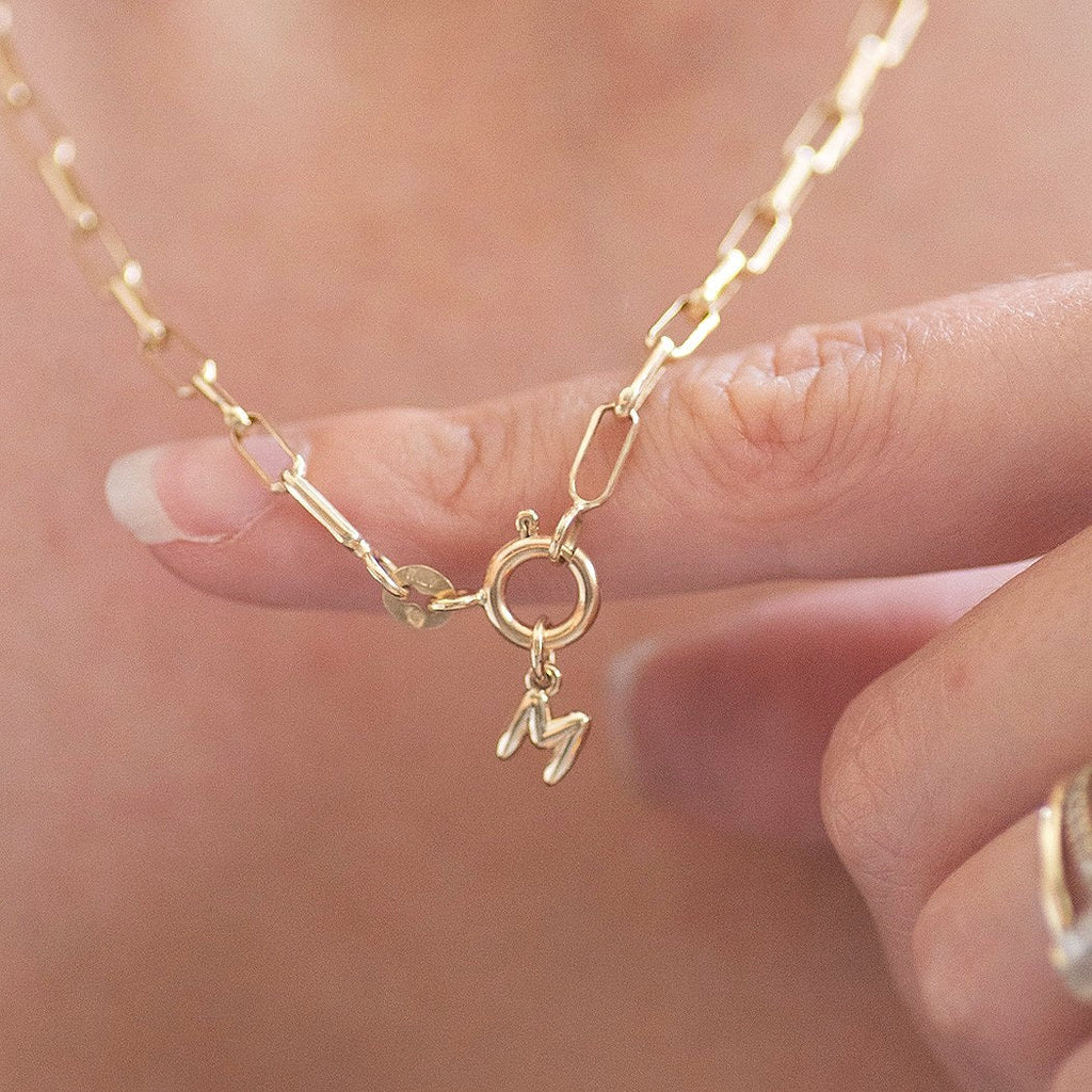 Letter M Charm 14k gold