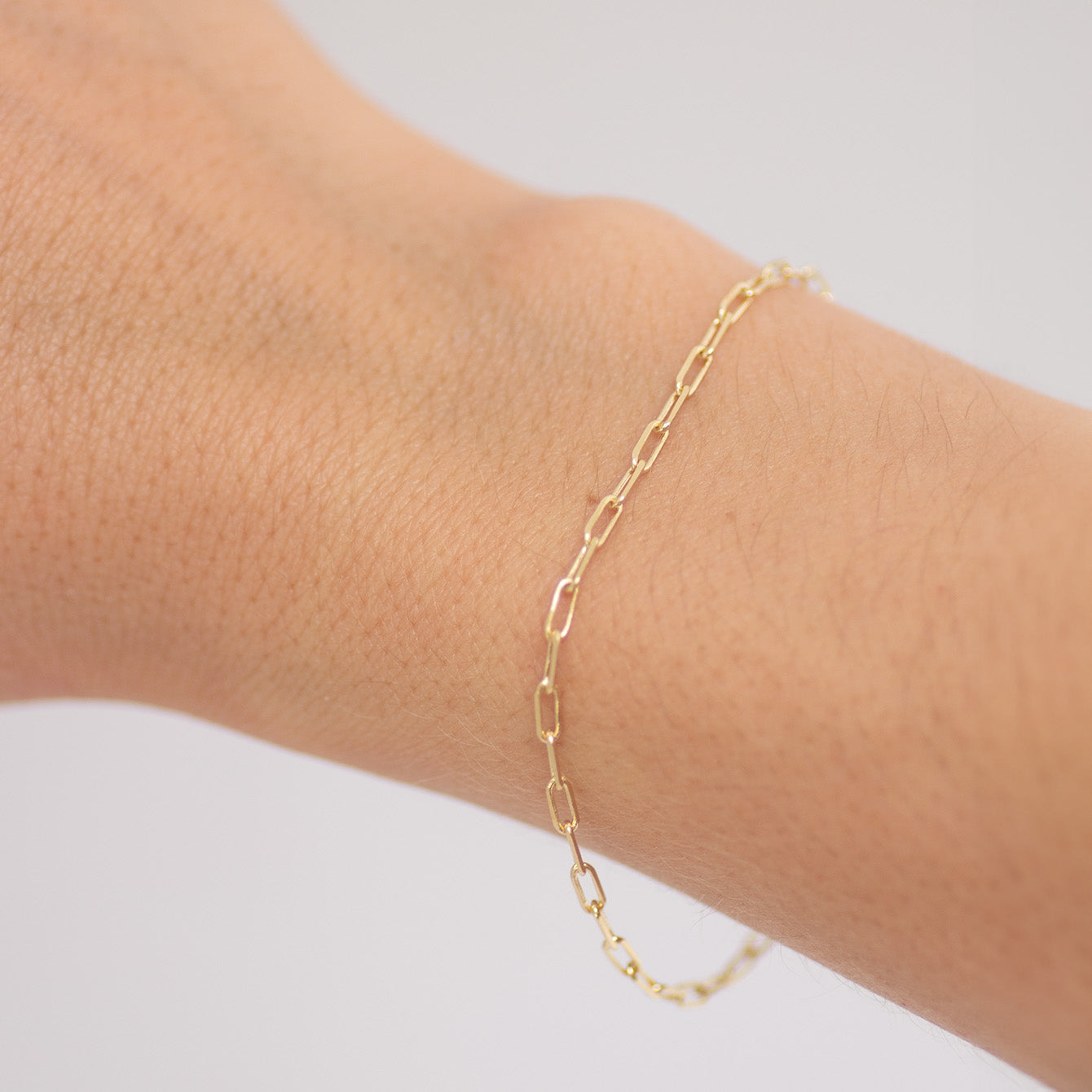 Mini Paperclip Chain bracelet 14k gold