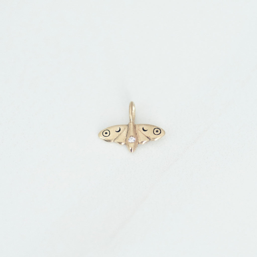Mini Mystic Moth Charm 14k gold