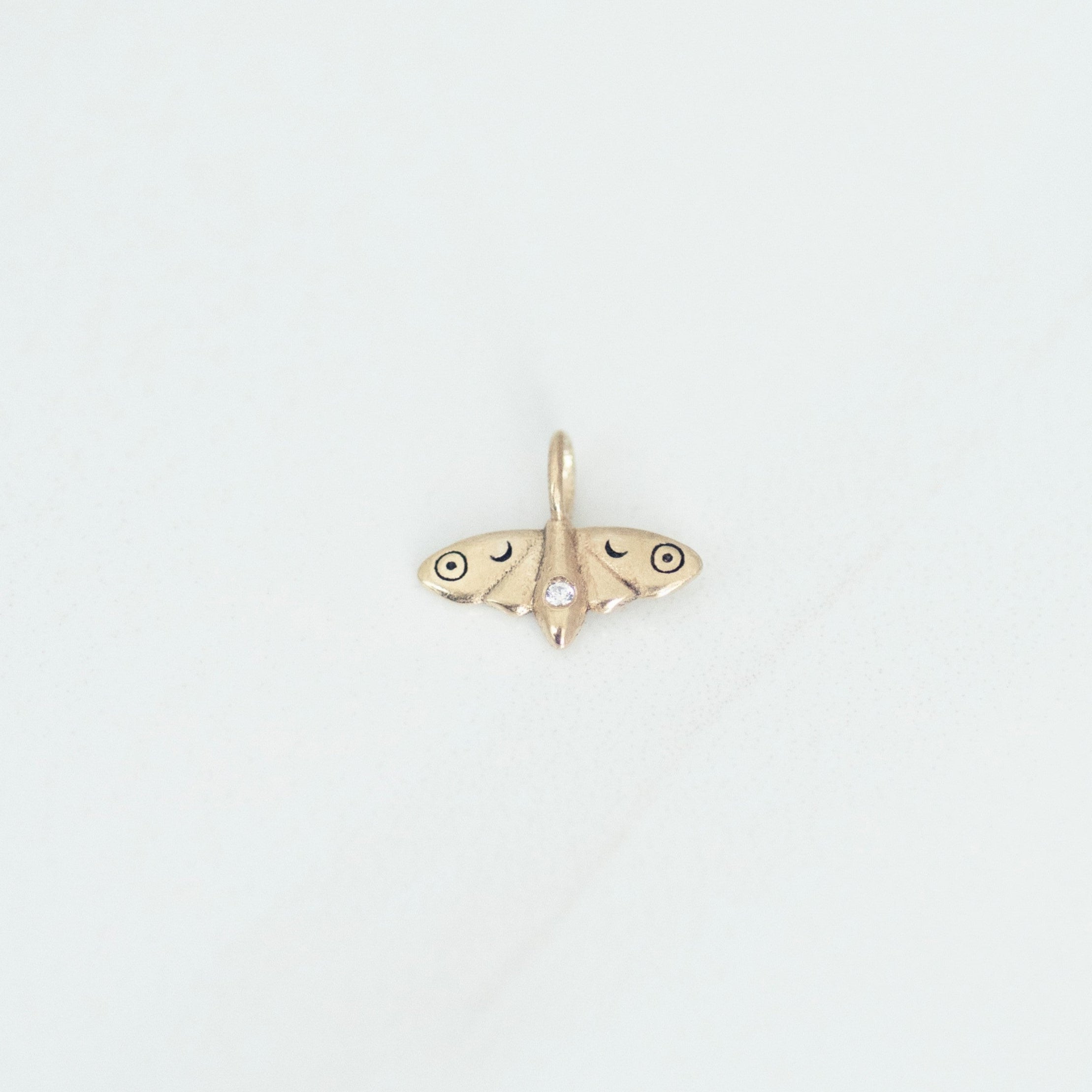 Mini Mystic Moth Charm 14k gold