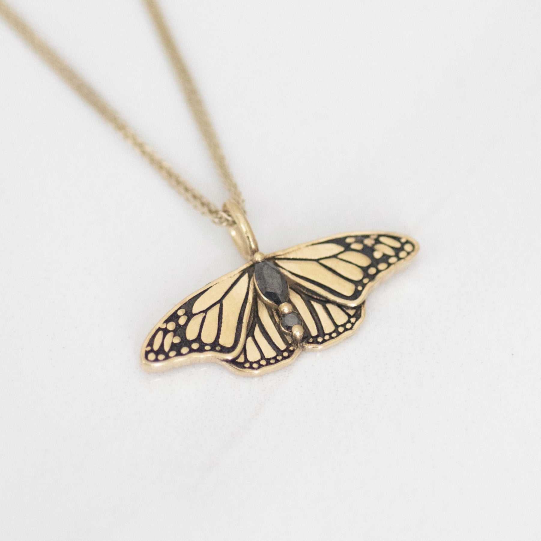 Monarch Butterfly Pendant 14k gold
