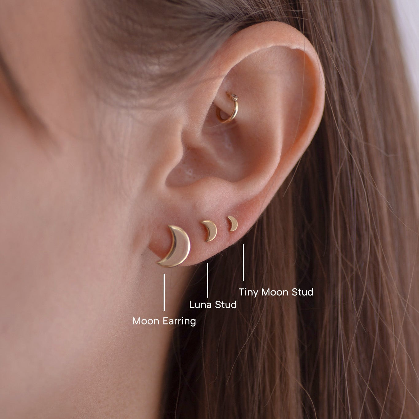 Moon Earring 14k gold