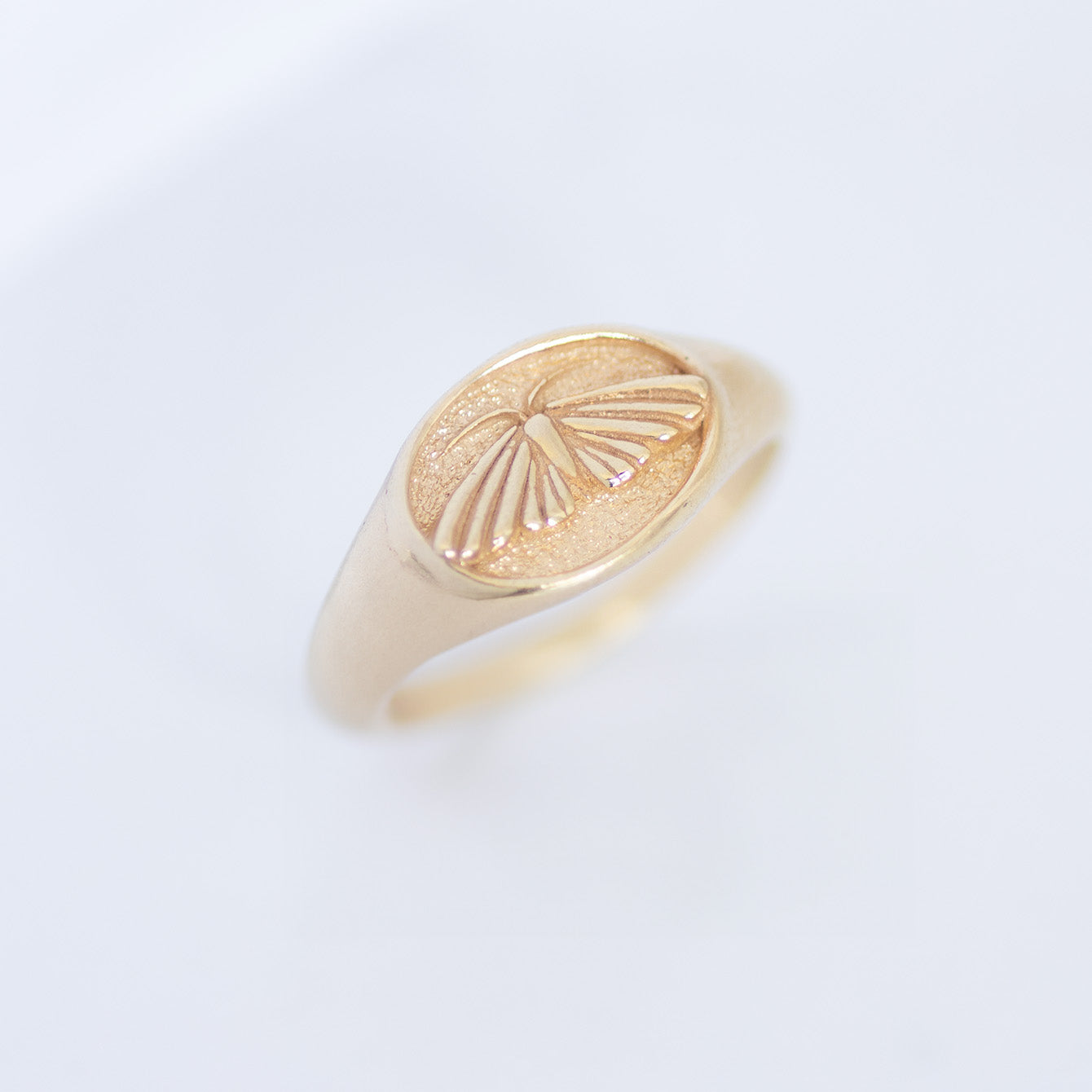 Moth signet ring 14k gold