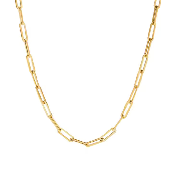 Paperclip Chain Necklace 14k gold