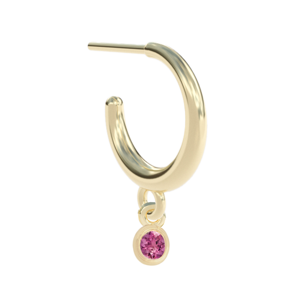 Birthstone Hoop Earring 14k gold