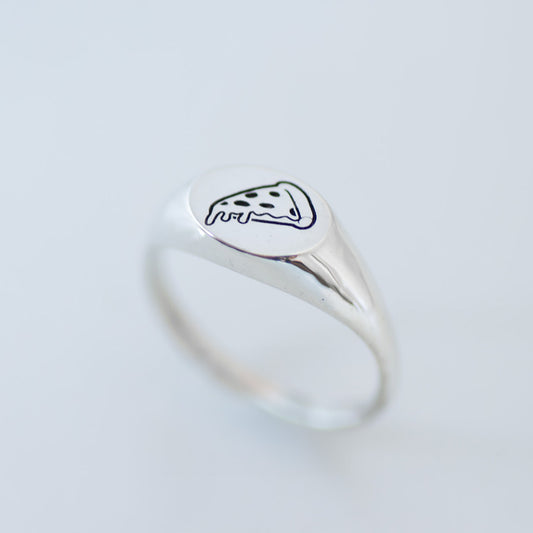 Pizza Signet Ring silver