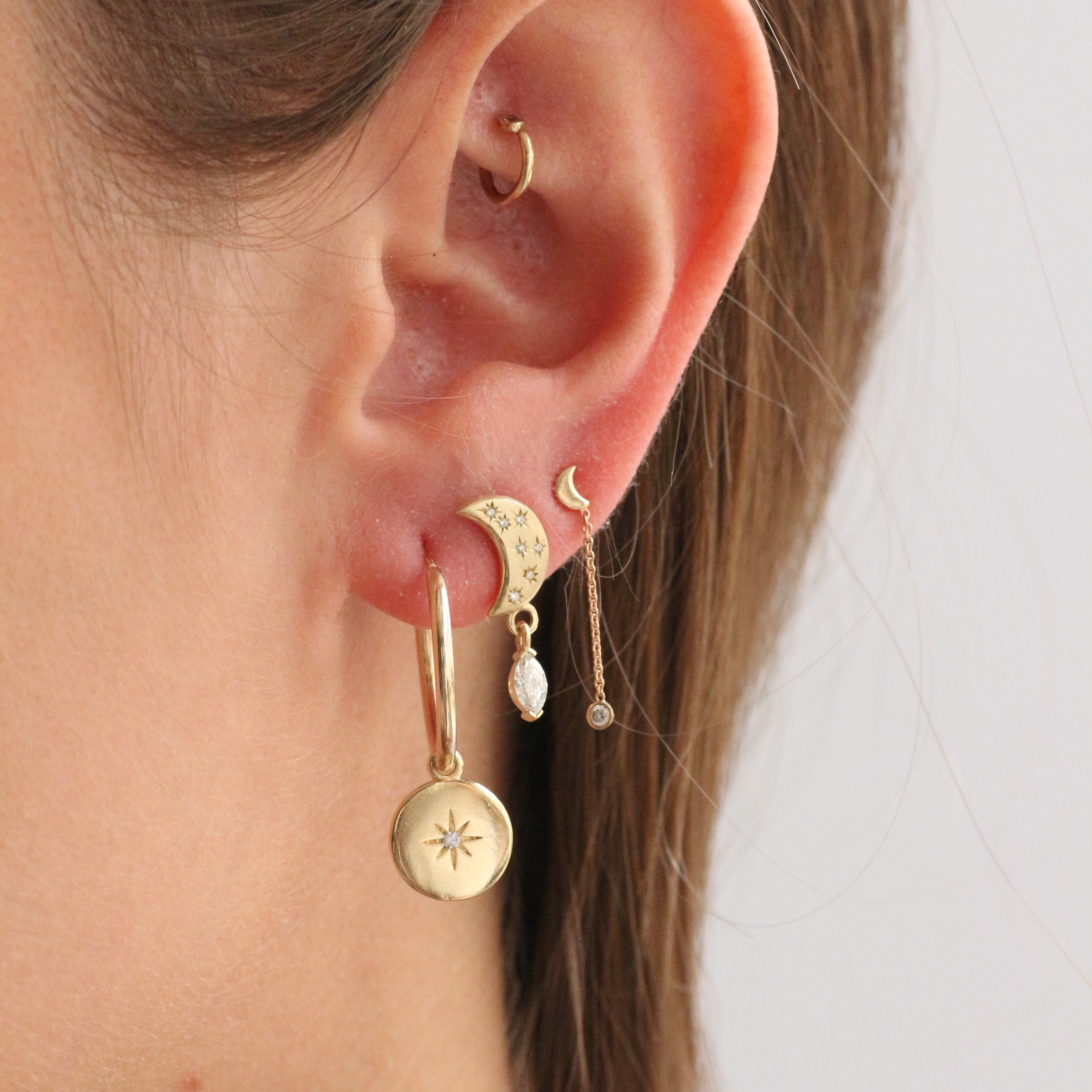 Northern Star hoops 14k gold