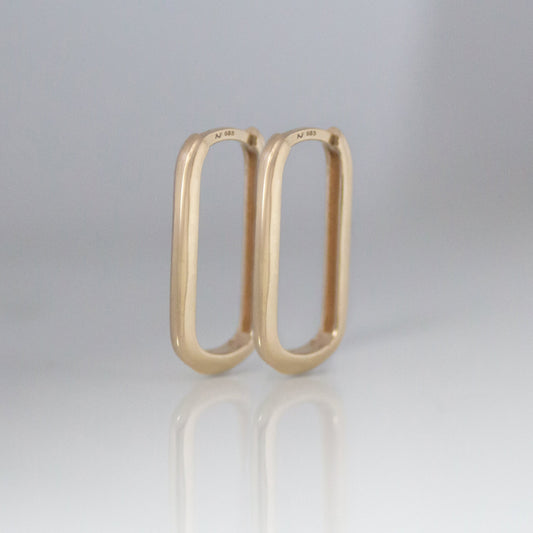 Large Rectangle Hoops 14k gold