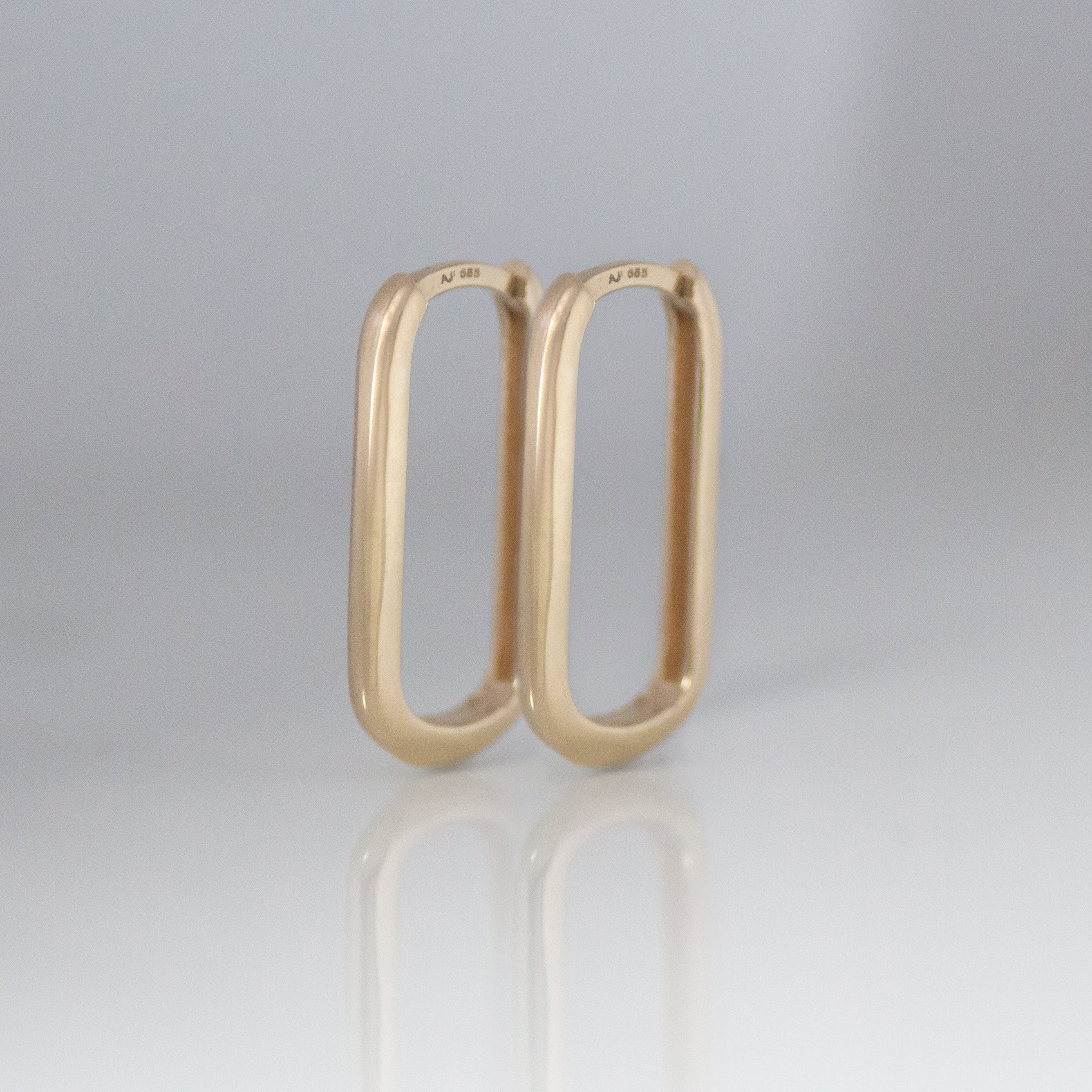 Large Rectangle Hoops 14k gold