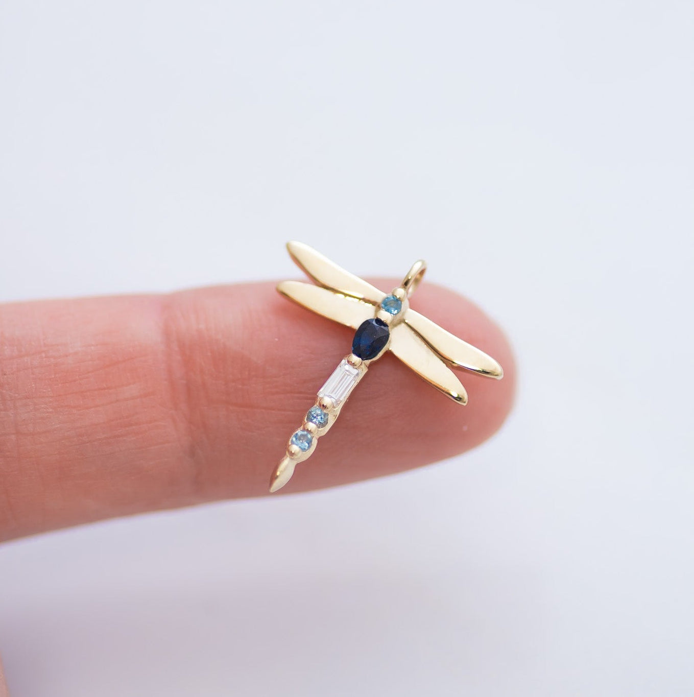 Dragonfly Sapphire Necklace 14k gold