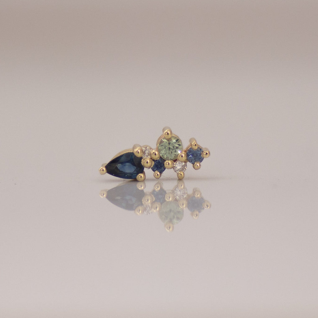 Siren Sapphire & Diamond Cluster Studs in 14K Gold