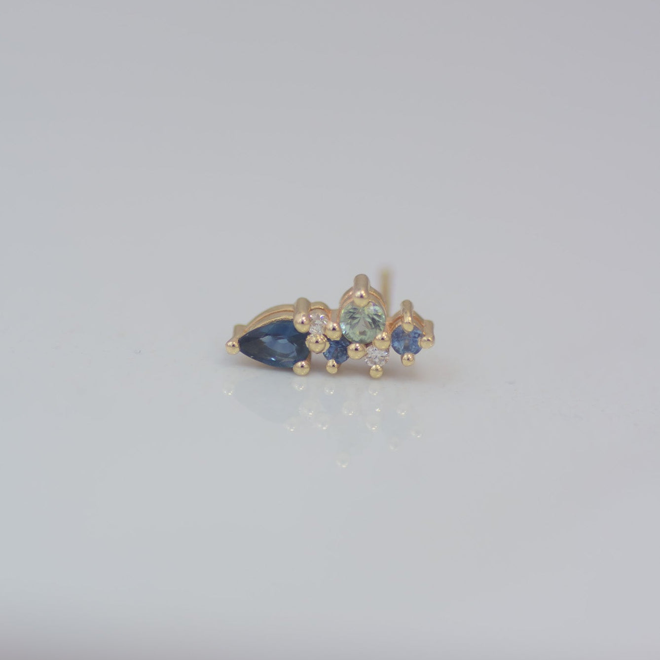 Siren Sapphire & Diamond Cluster Studs in 14K Gold