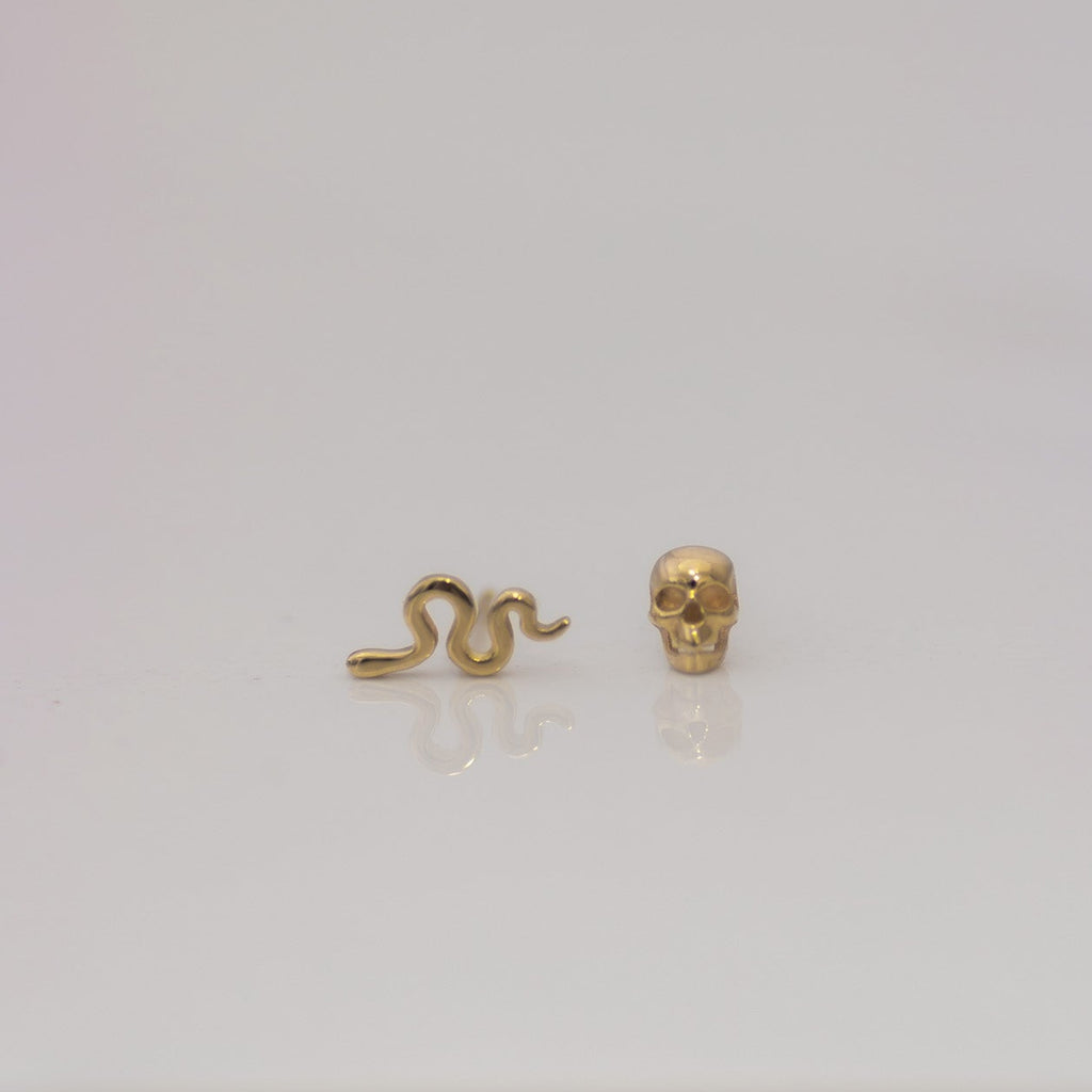 Snake stud 14k gold