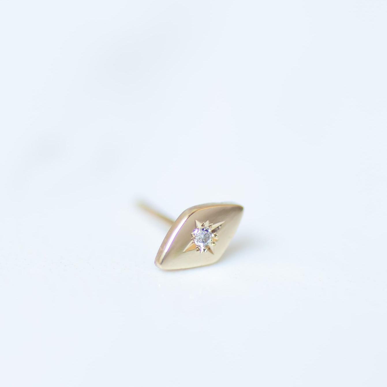 Marquise stud earring 14k gold