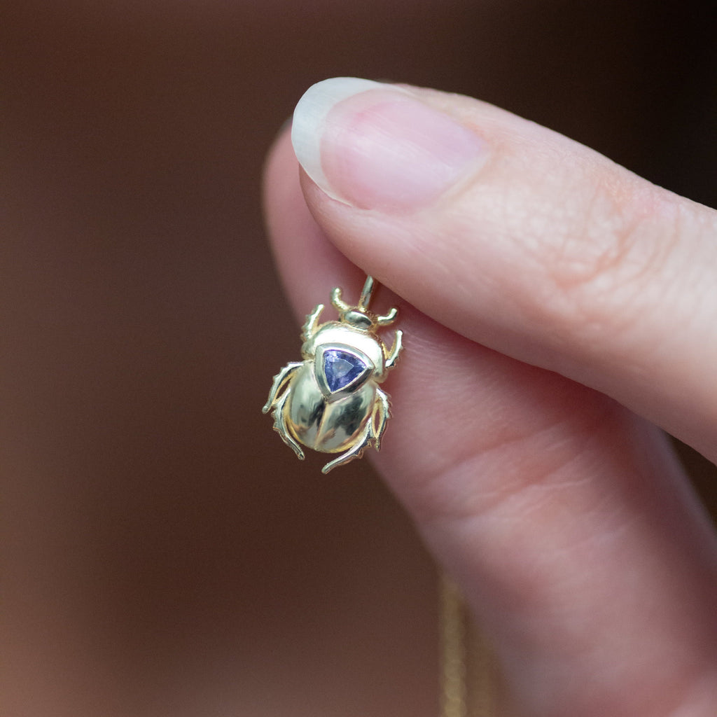 Purple Scarab Beetle 14k gold