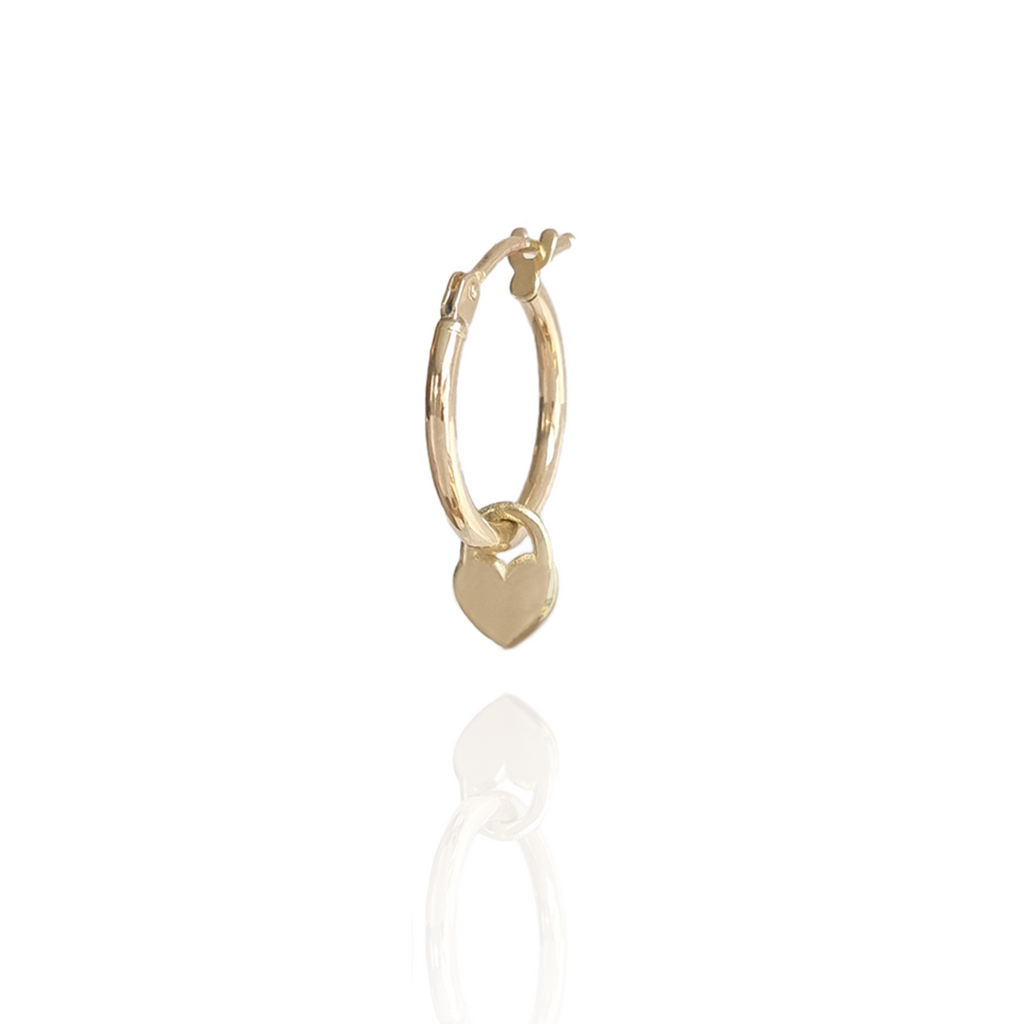 Heart Locket Small Hoop 14k gold