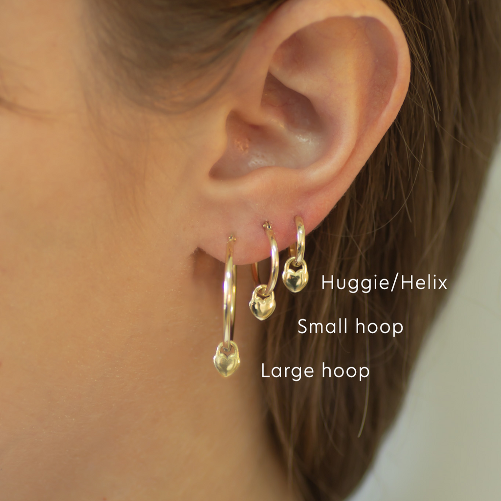 Heart Locket Small Hoop 14k gold