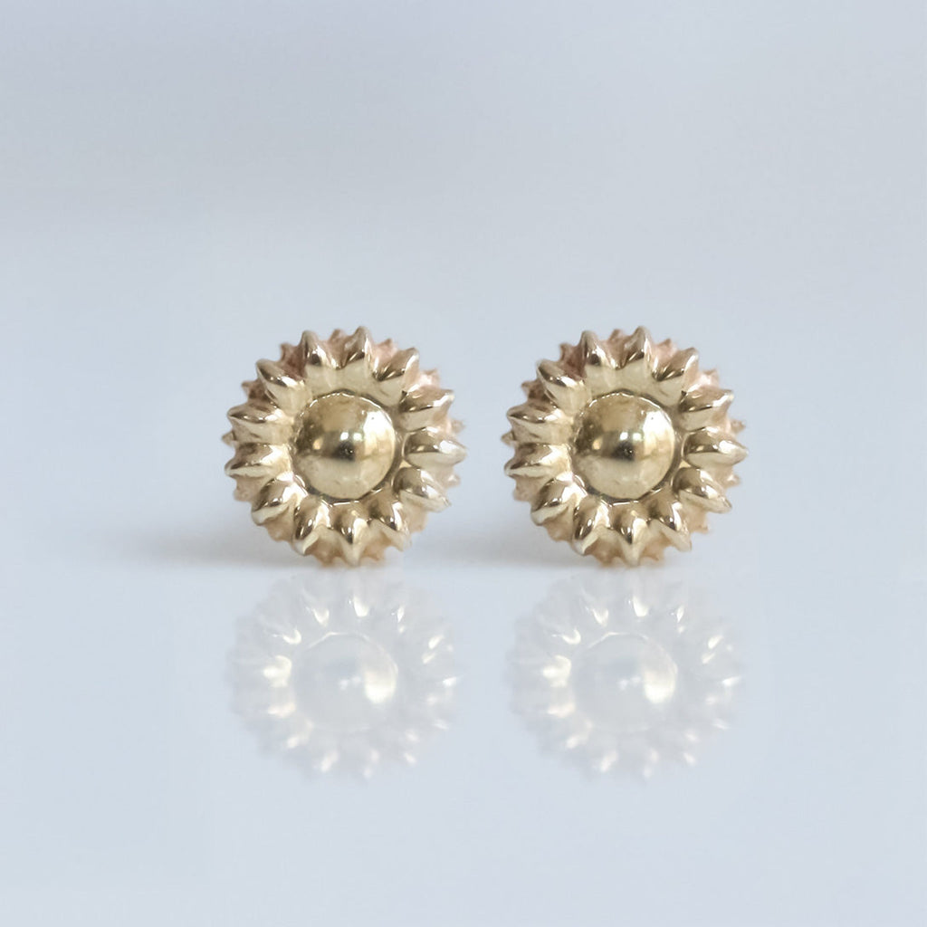 Sunflower studs 14k gold