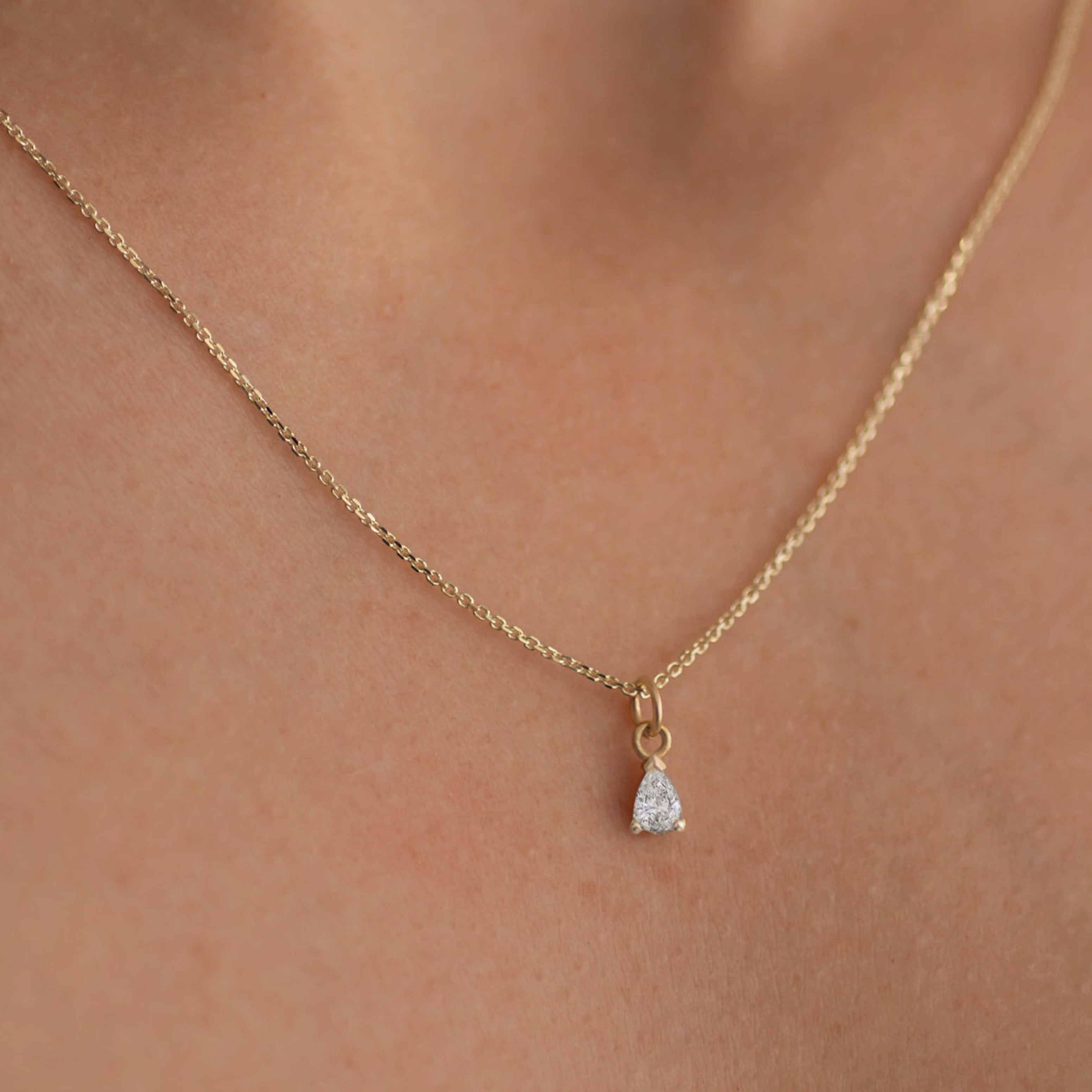 Jupiter Drop Diamond necklace 14k gold