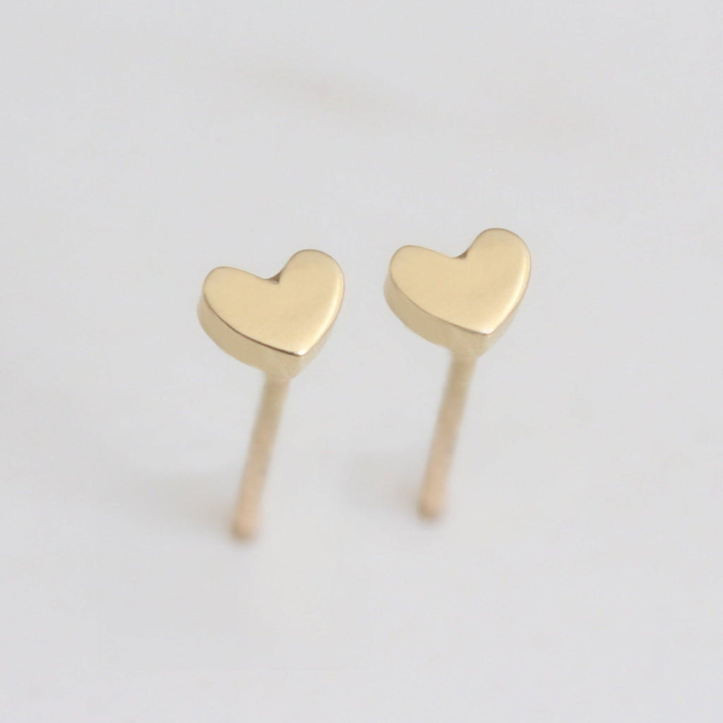 Tiny Heart studs 14k gold