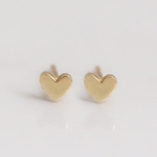 Tiny Heart studs 14k gold